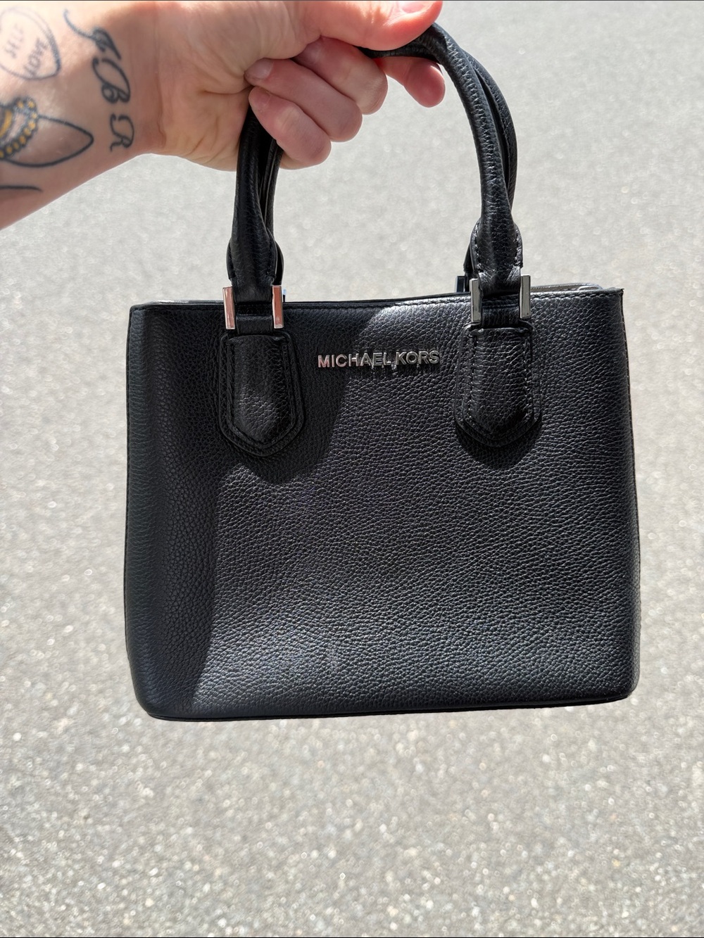 Michael Kors Black Pebbled Leather Mini Satchel